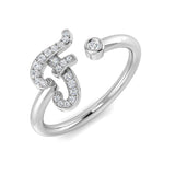 0.10 Carat Round Diamond Micro Pavé & Bezel Script Letter F Initial Ring