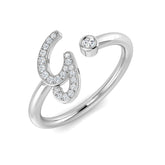 0.13 Carat Round Diamond Micro Pavé & Bezel Script Letter G Initial Ring