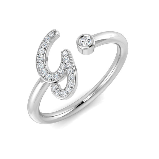 Diamond G Initial Ring 0.15ct | Personalised Hallmarked Jewellery