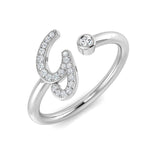 0,13 Karat runder Diamant-Mikropavé- und Lünettenfassung mit dem Anfangsbuchstaben G, Ring