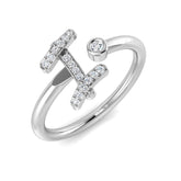 0.09 Carat Round Diamond Micro Pavé & Bezel Script Letter I Initial Ring