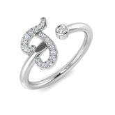 Pavé Diamond J Initial Ring 0.15ct | Hallmarked Gold & Platinum