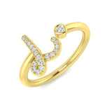 0.08 Carat Round Diamond Micro Pavé & Bezel Script Letter L Initial Ring