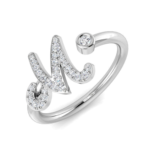 Luxury Diamond M Initial Ring 0.10ct | Hallmarked Gold & Platinum