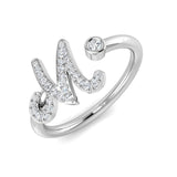 0.12 Carat Round Diamond Micro Pavé & Bezel Script Letter M Initial Ring