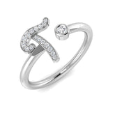 0.09 Carat Round Diamond Micro Pavé & Bezel Script Letter T Initial Ring