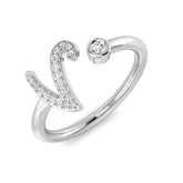 Luxury Diamond V Initial Ring 0.10ct in Hallmarked Gold & Platinum