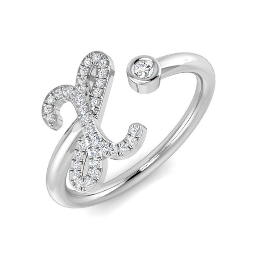 0.10ct Diamond X Initial Ring in Hallmarked Gold & Platinum