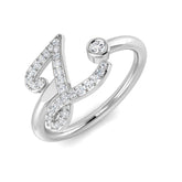 0.13 Carat Round Diamond Micro Pavé & Bezel Script Letter Z Initial Ring