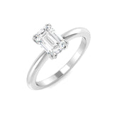 Elegant Emerald Cut Diamond Solitaire Ring in White Gold | Natural & Lab Grown Diamond