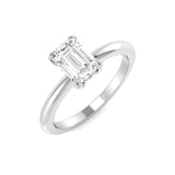 Elegant Emerald Cut Diamond Solitaire Ring in White Gold | Natural & Lab Grown Diamond