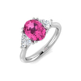 Pink Sapphire Ring, Platinum Gemstone Ring, Diamond Side Stone Ring