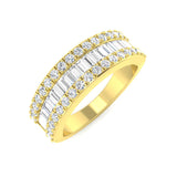 Half Eternity Baguette and Round Diamond Ring In Platinum