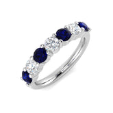 Alternating Sapphire & Diamond Half Eternity Ring | Gold & Platinum | UK Made