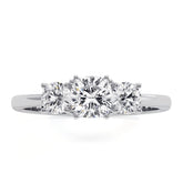 Lab Grown Cushion Cut Diamond 3 Stone Engagement Ring in 18k White Gold