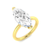 Marquise Diamond Solitaire Engagement Ring Natural & Lab Grown Diamond | Plain Gold Band