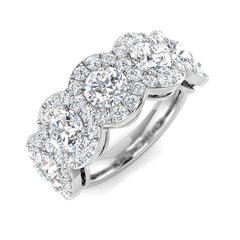 3.28 Ct Lab-Grown Diamond Ring in 9k White Gold | Cluster Ring Size M