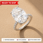8.80 Ct D-E/VS Lab Grown Diamond Side Stone Ring 9k White Gold Ready To Ship