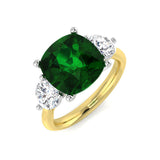 Cushion Cut Green Emerald Ring