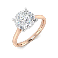 Round Cut Diamond Cluster Engagement Ring