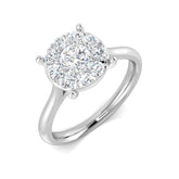 Round Cut Diamond Cluster Engagement Ring