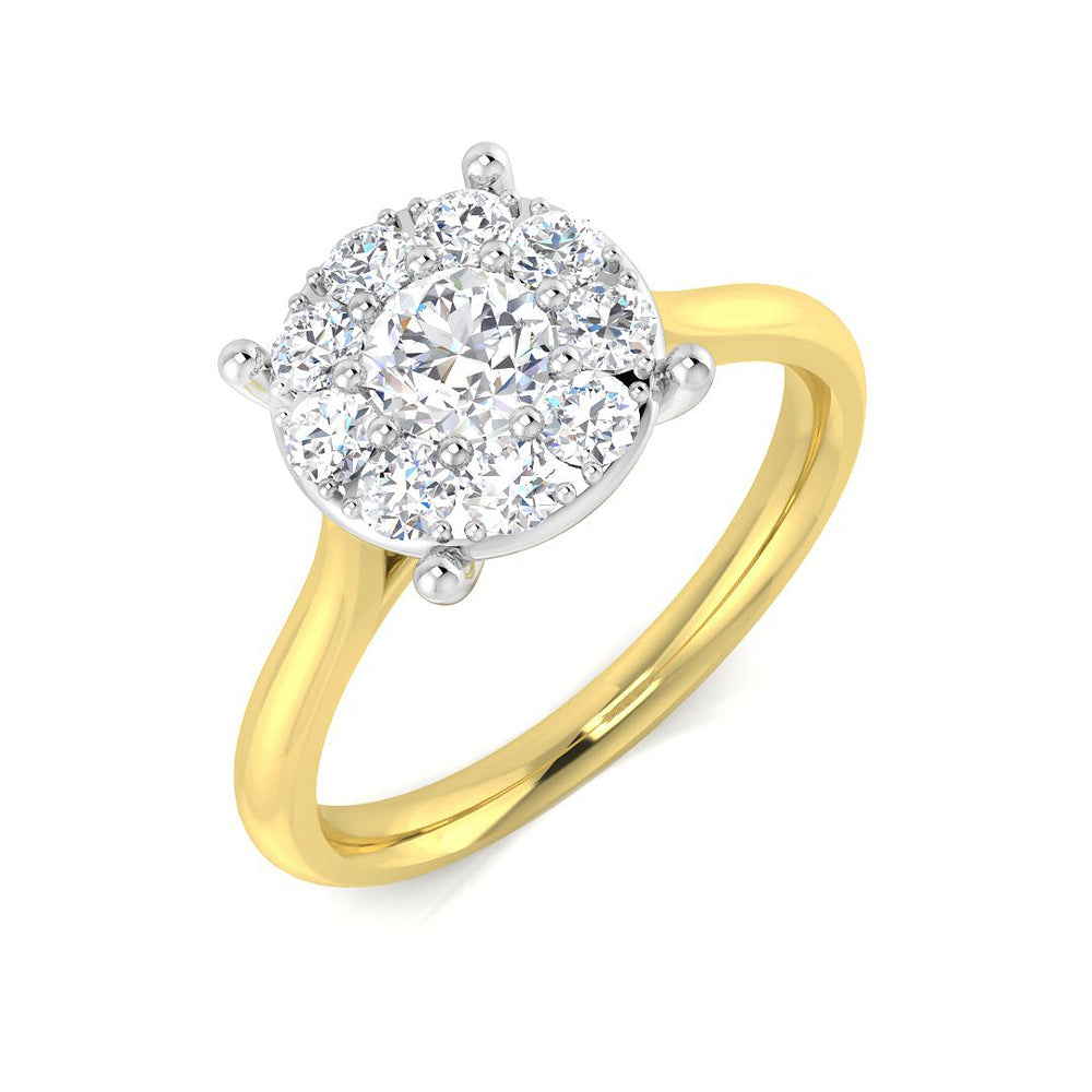 Round Cut Diamond Cluster Engagement Ring