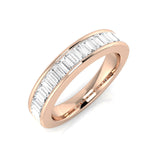 Bague demi-alliance sertie en canal de diamants de laboratoire taille baguette, de pureté D/VVS, de 0,50 à 1,50 ct.