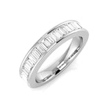 Bague demi-alliance sertie en canal de diamants de laboratoire taille baguette, de pureté D/VVS, de 0,50 à 1,50 ct.