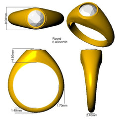1.10Carat DE/VS Lab Grown Diamond Signet Ring 9k Yellow Gold Ready To Ship