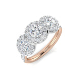 Lab-Grown Round Diamond 3 Stone Cluster Style Engagement Ring | 0.75ct - 1.75ct