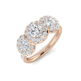 Bague 3 pierres avec diamants ronds de laboratoire de 0,75 à 1,75 ct, pureté D/VVS