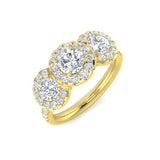 Bague 3 pierres avec diamants ronds de laboratoire de 0,75 à 1,75 ct, pureté D/VVS