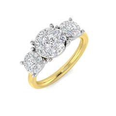0.80Carat D-E/VS Lab Grown Diamond 3 Stone Wedding Ring 9k Two Tone Ready To Ship