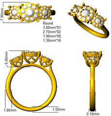 0.80Carat D-E/VS Lab Grown Diamond 3 Stone Wedding Ring 9k Two Tone Ready To Ship
