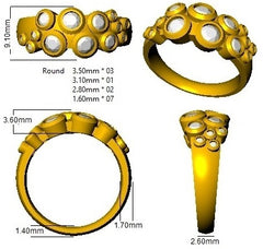 0.80Carat D-E/VS Lab Grown Diamond Bubble Rings Wedding Ring 9k Yellow Gold Ready To Ship