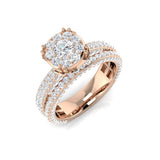 2ct Round Diamond Cluster Ring with Split Pavé Band – UK Hallmarked