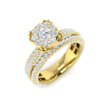 2ct Round Diamond Cluster Ring with Split Pavé Band – UK Hallmarked