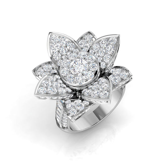 Floral Diamond Ring | 3.5 Carat | Lab & Natural Diamonds | Gold & Platinum