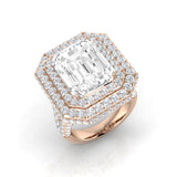 Bague en diamant naturel taille radiant et rond de 12,00 ct