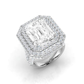 Emerald Cut Diamond Multi Halo Statement Ring 13ct | UK Hallmarked Luxury Ring