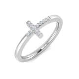 0.10 Carat Round Shaped Micro Pave Setting Side Cross Diamond Ring