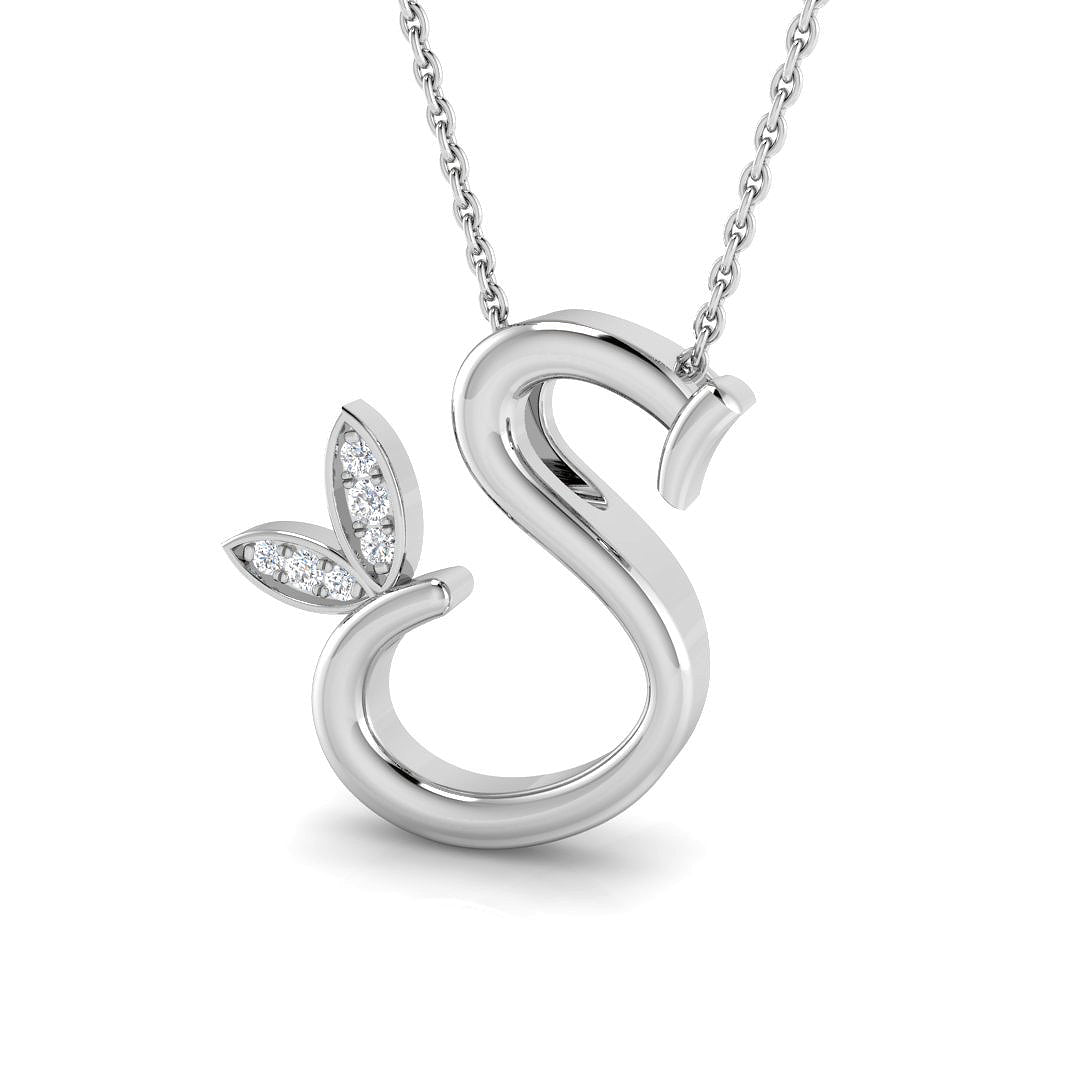 Exquisite Gold Diamond Butterfly Initial Pendant