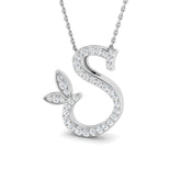 Gold Butterfly Initial Pendant Necklace with Diamonds