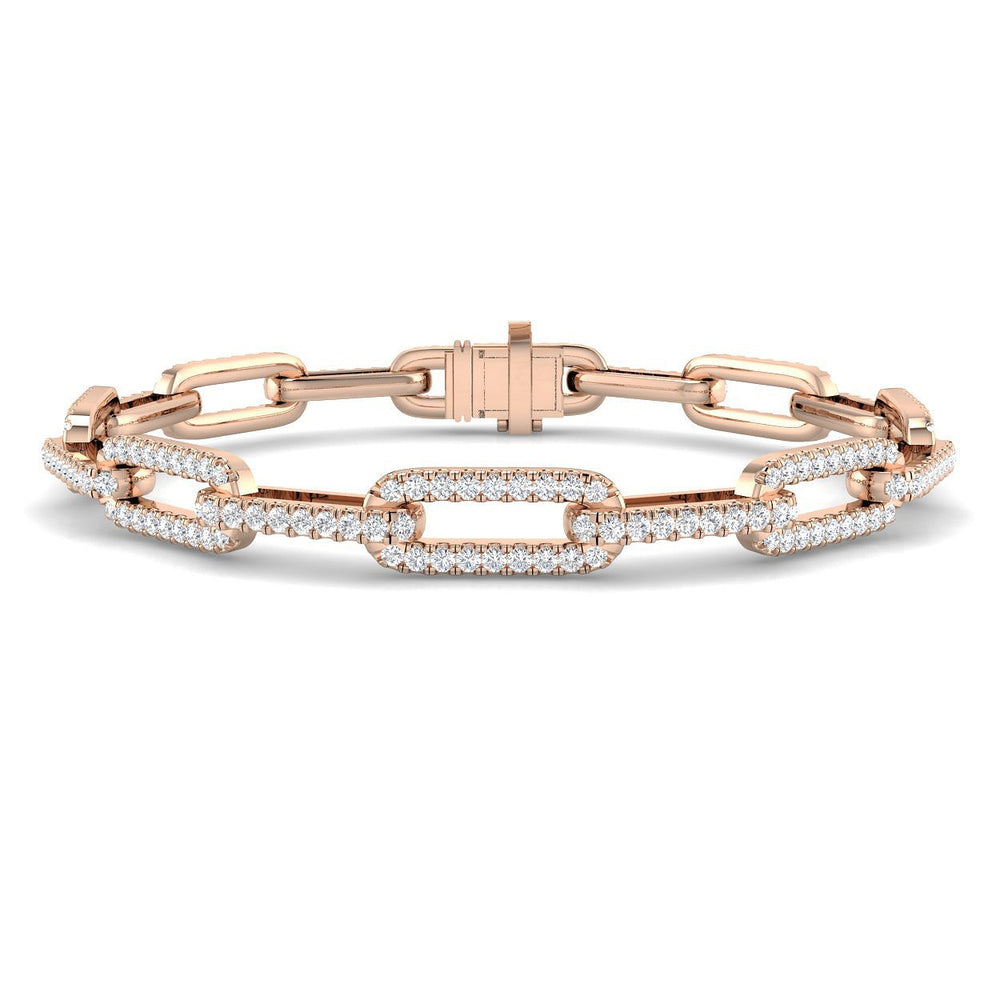 Elegant Yellow Gold Diamond Paperclip Bracelet, Secure Box Clasp Lab Diamond Bracelet, Womens 9K Gold Diamond Link Bracelet