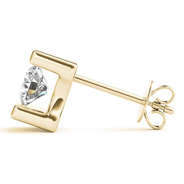 Stud Earrings with Lab Grown Round Diamond Tension Set