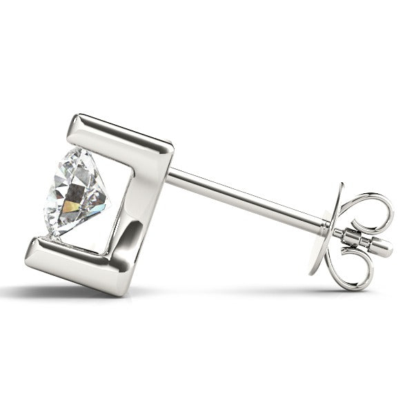 Stud Earrings with Lab Grown Round Diamond Tension Set