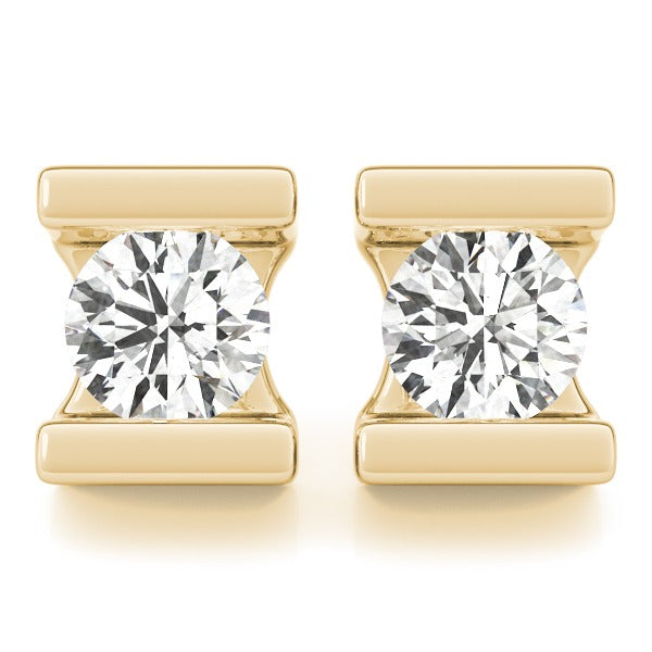 Stud Earrings with Lab Grown Round Diamond Tension Set