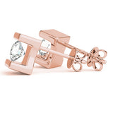 Stud Earrings with Lab Grown Round Diamond Tension Set