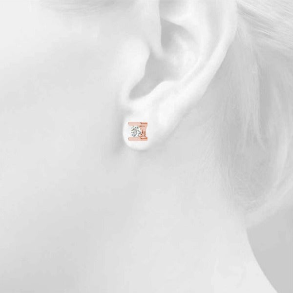 Stud Earrings with Lab Grown Round Diamond Tension Set