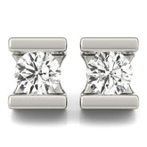 Lab-Grown Diamond Stud Earrings For Women, Round Brilliant Cut Tension Set , D Color VVS Top Quality